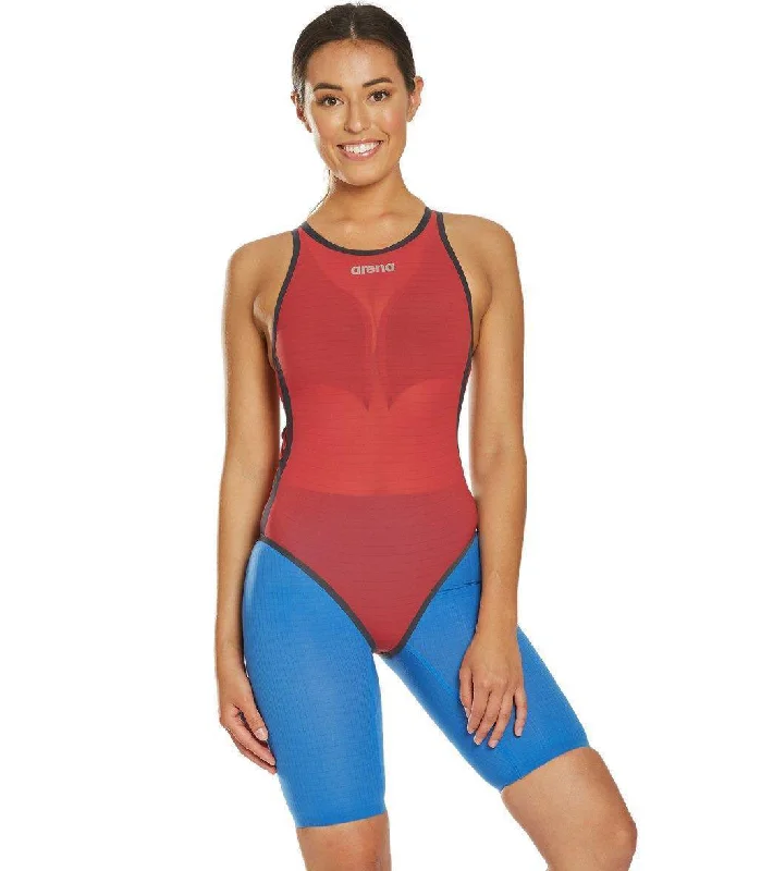 Arena Women's Powerskin Carbon Duo Tech Suit Swimsuit Top Navy/Red/White Lace Back Bikini Arena Women's Powerskin Carbon Duo Tech Suit Swimsuit Top Navy/Red/White Lace Back Bikini