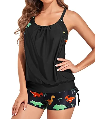 Blouson Tankini Swimsuit for Women Two Piece Tummy Control Bathing Suits Elegant Ruffle Swimsuit Blouson Tankini Swimsuit for Women Two Piece Tummy Control Bathing Suits Elegant Ruffle Swimsuit