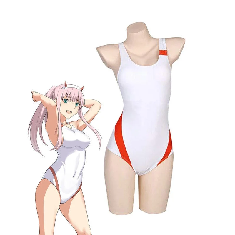 DARLING in the FRANXX 02 Zero Two Swimsuit Jumpsuit Cosplay Costumes Plunge Back Swimsuit DARLING in the FRANXX 02 Zero Two Swimsuit Jumpsuit Cosplay Costumes Plunge Back Swimsuit