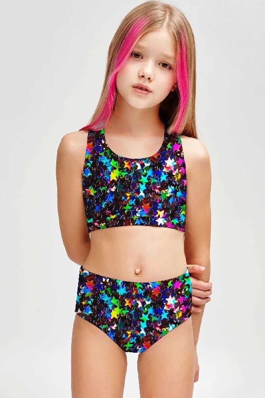 Fireworks Claire Glitter Two-Piece Swimsuit Sporty Swim Set - Girls Modern High-Waisted Swimsuit Fireworks Claire Glitter Two-Piece Swimsuit Sporty Swim Set - Girls Modern High-Waisted Swimsuit