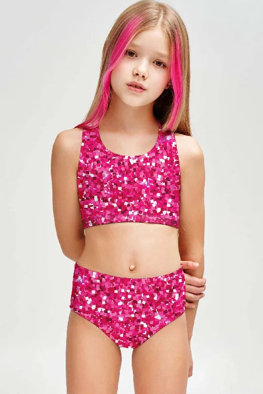 Glam Doll Claire Pink Two-Piece Swimsuit Sporty Swimwear Set - Girls Ruched Swimwear Set Glam Doll Claire Pink Two-Piece Swimsuit Sporty Swimwear Set - Girls Ruched Swimwear Set