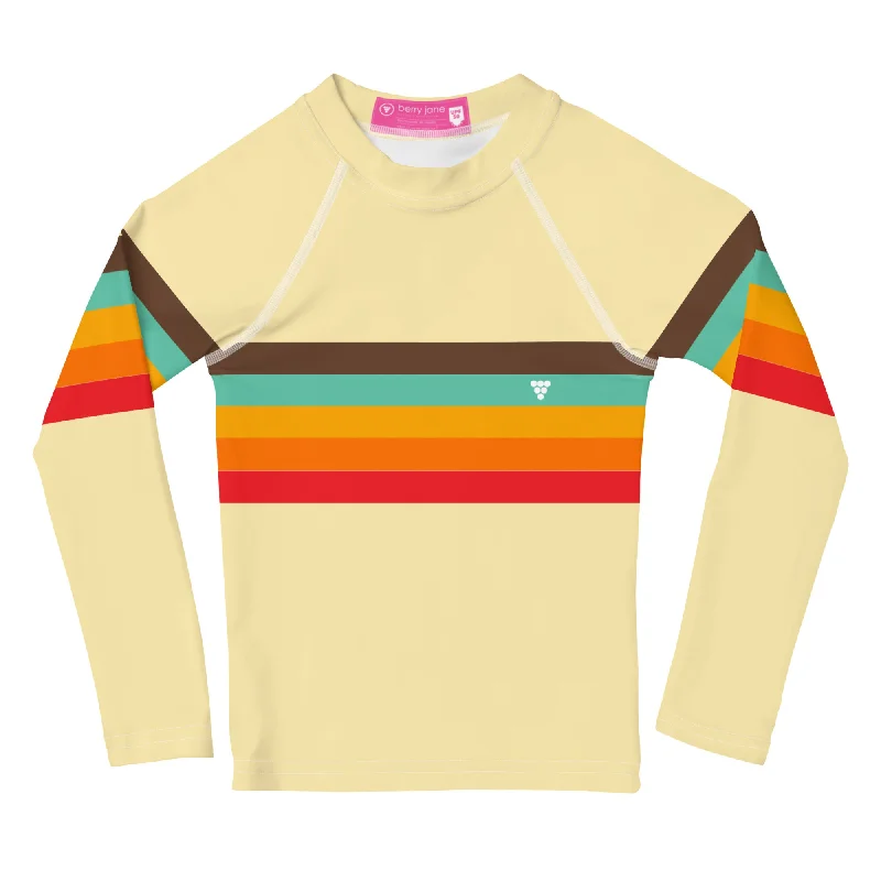 Kids UPF 50 Swim Shirt, 70s Vintage Stripe Rash Guard, Vintage Vibes Classic One-Piece Kids UPF 50 Swim Shirt, 70s Vintage Stripe Rash Guard, Vintage Vibes Classic One-Piece