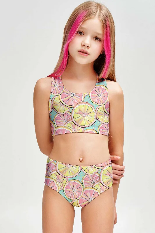 Marmalade Claire Lemon Print Two-Piece Swimsuit Sporty Swim Set - Girls Classic Swimsuit Design Marmalade Claire Lemon Print Two-Piece Swimsuit Sporty Swim Set - Girls Classic Swimsuit Design