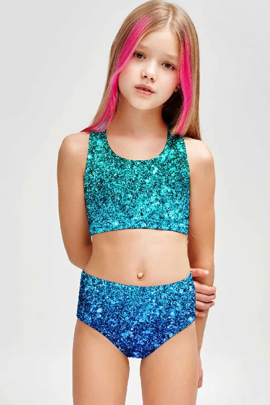 Ocean Drive Claire Blue Two-Piece Swimsuit Sporty Swimwear Set - Girls Chic Beach Cover-Up Ocean Drive Claire Blue Two-Piece Swimsuit Sporty Swimwear Set - Girls Chic Beach Cover-Up