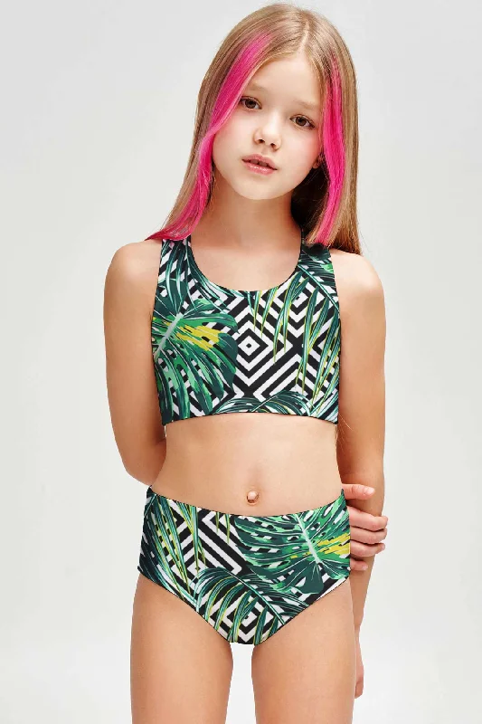 Palm Beach Claire Green Two-Piece Swimsuit Sporty Swimwear Set - Girls Solid Color Swimsuit Palm Beach Claire Green Two-Piece Swimsuit Sporty Swimwear Set - Girls Solid Color Swimsuit