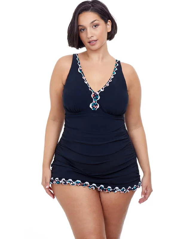 Profile By Gottex Gin Fizz Black Plus Size V-Neck Swimdress Elegant Swimsuit Bottoms Profile By Gottex Gin Fizz Black Plus Size V-Neck Swimdress Elegant Swimsuit Bottoms