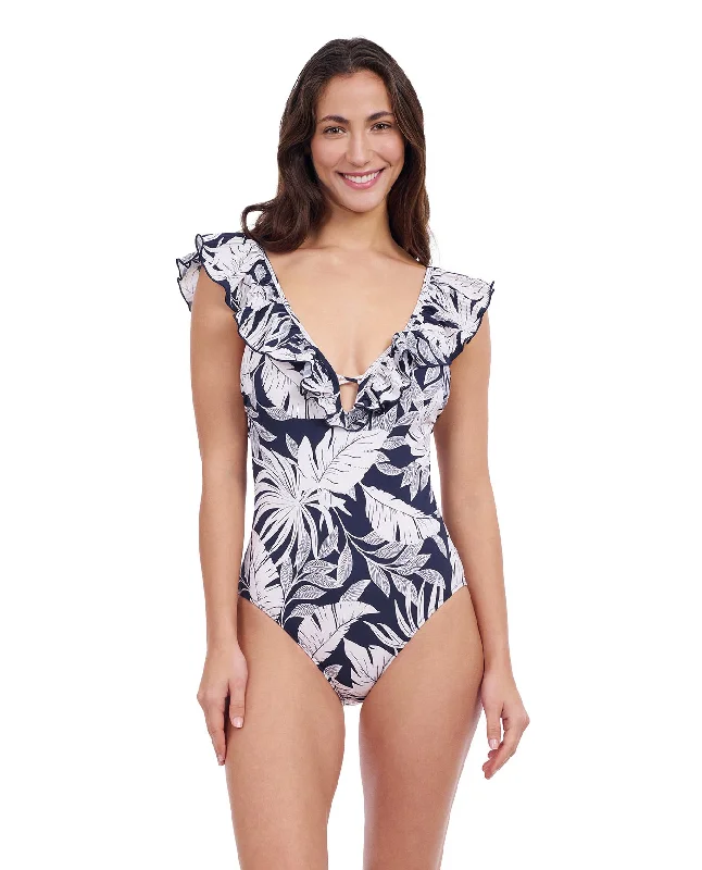 Profile By Gottex Malaya Ruffle V-Neck Deep Plunge One Piece Swimsuit Elegant Ruffled Bikini Profile By Gottex Malaya Ruffle V-Neck Deep Plunge One Piece Swimsuit Elegant Ruffled Bikini