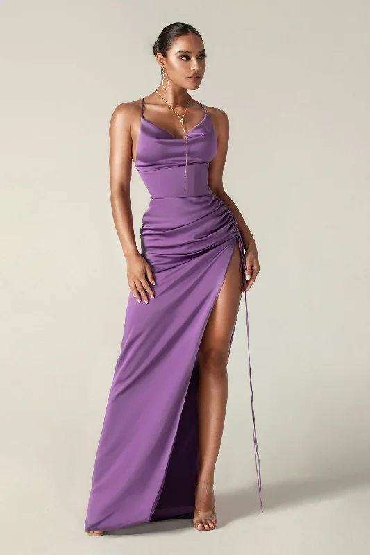 Reva Cowl Neckline Sheath Backless Maxi Dress (Purple) Casual Maxi Dress with Pockets Reva Cowl Neckline Sheath Backless Maxi Dress (Purple) Casual Maxi Dress with Pockets