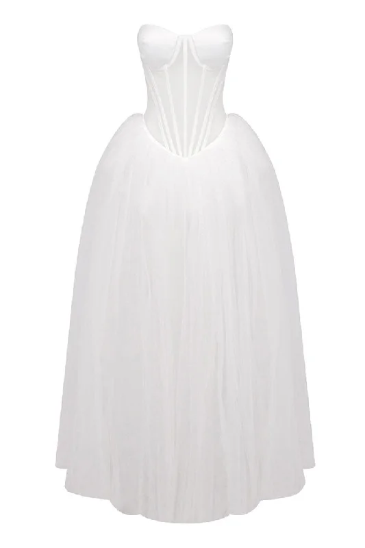 Sexy Sweetheart Neck Strapless Sheer Corset Drop Waist Tulle Maxi Dress Fashionable Chiffon Maxi Dress Sexy Sweetheart Neck Strapless Sheer Corset Drop Waist Tulle Maxi Dress Fashionable Chiffon Maxi Dress