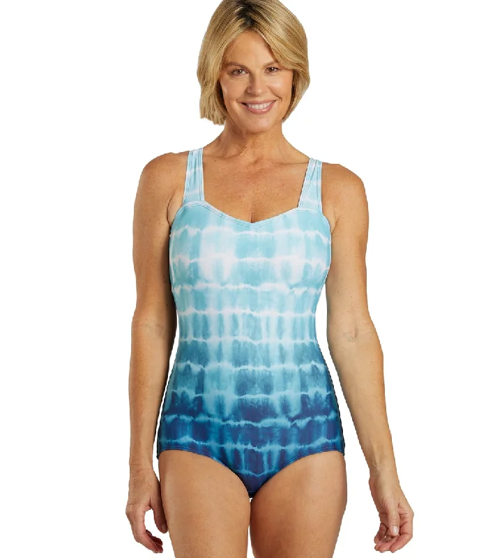 Sporti Shibori Moderate Printed Ombre Sweetheart One Piece Swimsuit Sea Foam Floral Bikini Top Sporti Shibori Moderate Printed Ombre Sweetheart One Piece Swimsuit Sea Foam Floral Bikini Top