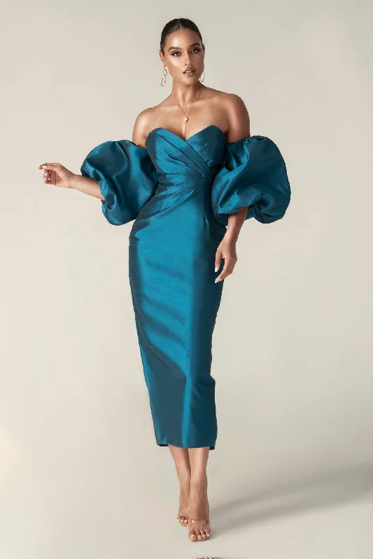 Tiffany Dupioni Puff Sleeve Maxi Dress (Royal Blue) Comfortable Long-Sleeve Maxi Dress Tiffany Dupioni Puff Sleeve Maxi Dress (Royal Blue) Comfortable Long-Sleeve Maxi Dress