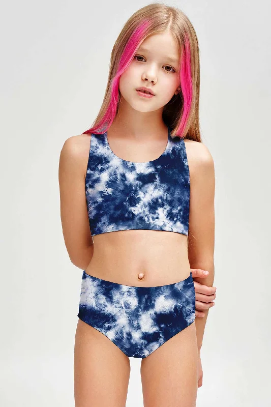 Waterfall Claire Blue Two-Piece Swimsuit Sporty Swimwear Set - Girls Classic Two-Piece Bikini Waterfall Claire Blue Two-Piece Swimsuit Sporty Swimwear Set - Girls Classic Two-Piece Bikini
