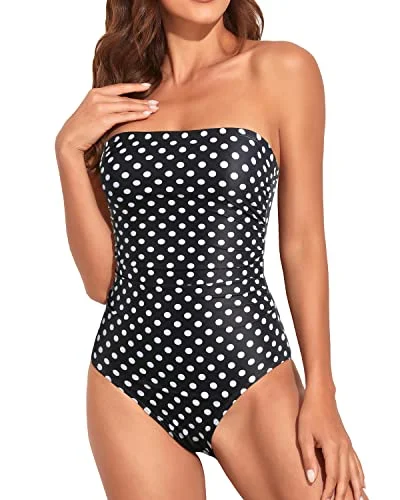 Women Tummy Control One Piece Swimsuits Strapless Bandeau Bathing Suits Vintage Swimwear Look Women Tummy Control One Piece Swimsuits Strapless Bandeau Bathing Suits Vintage Swimwear Look