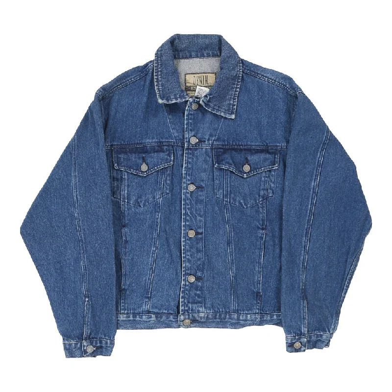 Denim Express Denim Jacket - Medium Blue Cotton Wool Fabric Cashmere Fabric Tweed Fabric Denim Express Denim Jacket - Medium Blue Cotton Wool Fabric Cashmere Fabric Tweed Fabric