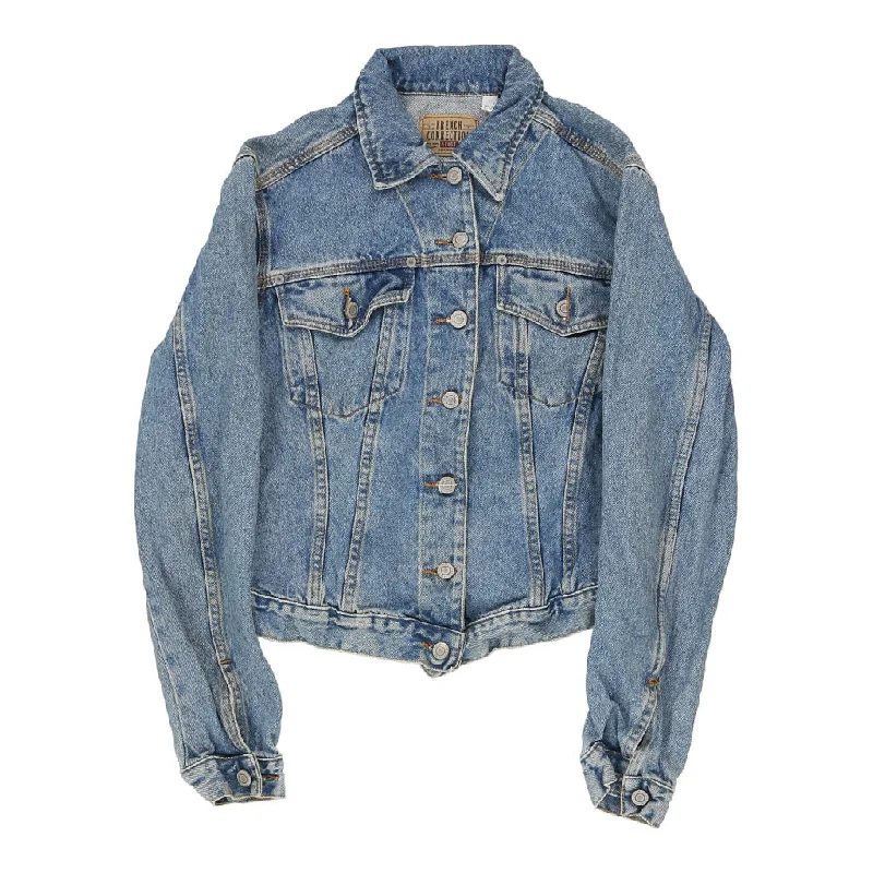 French Connection Cropped Denim Jacket - XS Blue Cotton Denim Fabric Leather Fabric Suede Fabric French Connection Cropped Denim Jacket - XS Blue Cotton Denim Fabric Leather Fabric Suede Fabric