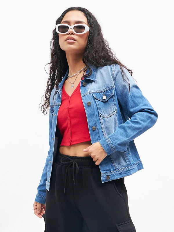 Lyush Women Blue Basic Denim Regular Jacket Satin Jacket Silk Jacket Chiffon Jacket Lyush Women Blue Basic Denim Regular Jacket Satin Jacket Silk Jacket Chiffon Jacket