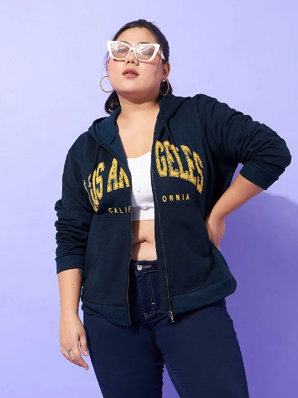 Lyush Women Blue LOSANGLES Printed Fleece Zipper Jacket Collared Jacket Crew Neck Jacket Turtle Neck Jacket Lyush Women Blue LOSANGLES Printed Fleece Zipper Jacket Collared Jacket Crew Neck Jacket Turtle Neck Jacket