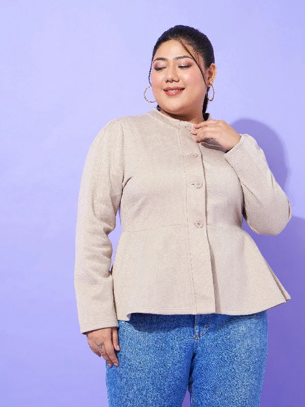 Lyush Women Grey Fleece Button Peplum Jacket Elasticated Jacket Padded Jacket Insulated Jacket Lyush Women Grey Fleece Button Peplum Jacket Elasticated Jacket Padded Jacket Insulated Jacket