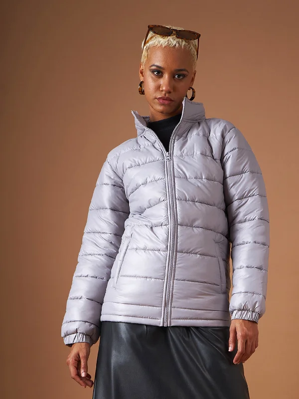Lyush Women Grey High Neck Horizontal Quilt Puffer Jacket Plaid Jacket Tartan Jacket Houndstooth Jacket Lyush Women Grey High Neck Horizontal Quilt Puffer Jacket Plaid Jacket Tartan Jacket Houndstooth Jacket
