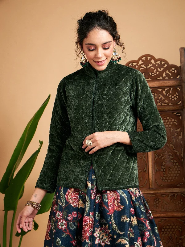 Lyush Women Olive Velvet Quilted Jacket Print Jacket Jacquard Jacket Embroidered Jacket Lyush Women Olive Velvet Quilted Jacket Print Jacket Jacquard Jacket Embroidered Jacket