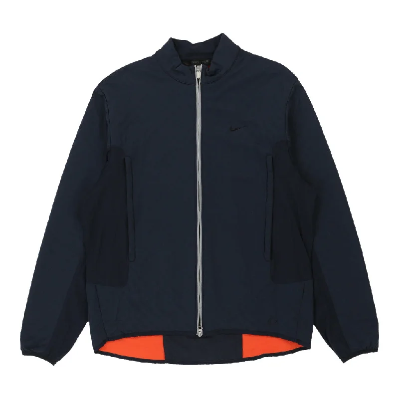 Nike Sphere Track Jacket - Large Navy Polyester Stand-Up Collar Roll-Neck Collar Turtle Neck Nike Sphere Track Jacket - Large Navy Polyester Stand-Up Collar Roll-Neck Collar Turtle Neck