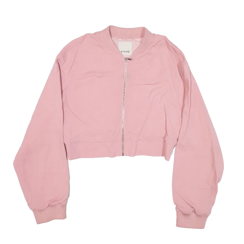 PINKO Cropped Bomber Jacket Pink Womens M Nylon Fabric Polyester Fabric Spandex Fabric PINKO Cropped Bomber Jacket Pink Womens M Nylon Fabric Polyester Fabric Spandex Fabric