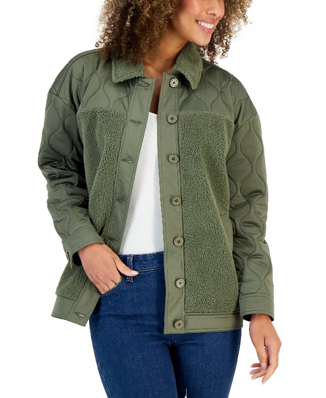 Style & Co Womens Quilted Fleece Jacket Faux Fur Jacket Real Fur Jacket Shearling Jacket Style & Co Womens Quilted Fleece Jacket Faux Fur Jacket Real Fur Jacket Shearling Jacket
