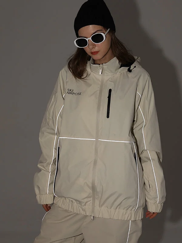 Women's Air Pose Neon Reflective Stripe Snow Jacket Tiered Jacket Buttoned Jacket Zippered Jacket Women's Air Pose Neon Reflective Stripe Snow Jacket Tiered Jacket Buttoned Jacket Zippered Jacket