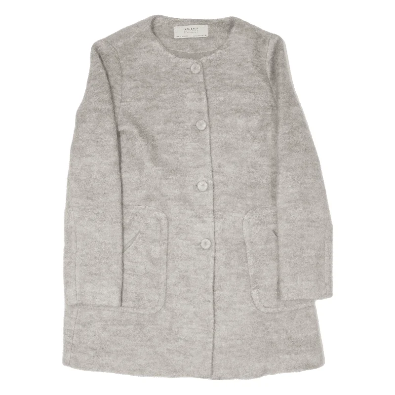 ZARA Basic Jacket Grey Wool Womens L Collared Jacket Crew Neck Jacket Turtle Neck Jacket ZARA Basic Jacket Grey Wool Womens L Collared Jacket Crew Neck Jacket Turtle Neck Jacket